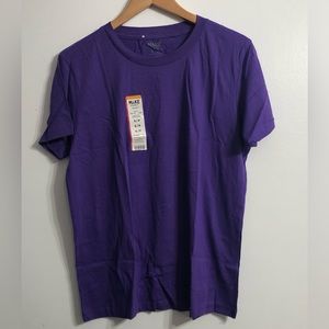 Women’s shirt crewneck pull over short sleeves 100% cotton purple. S/P